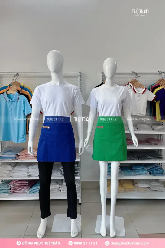 Đồng phục tạp dề ngắn phối da