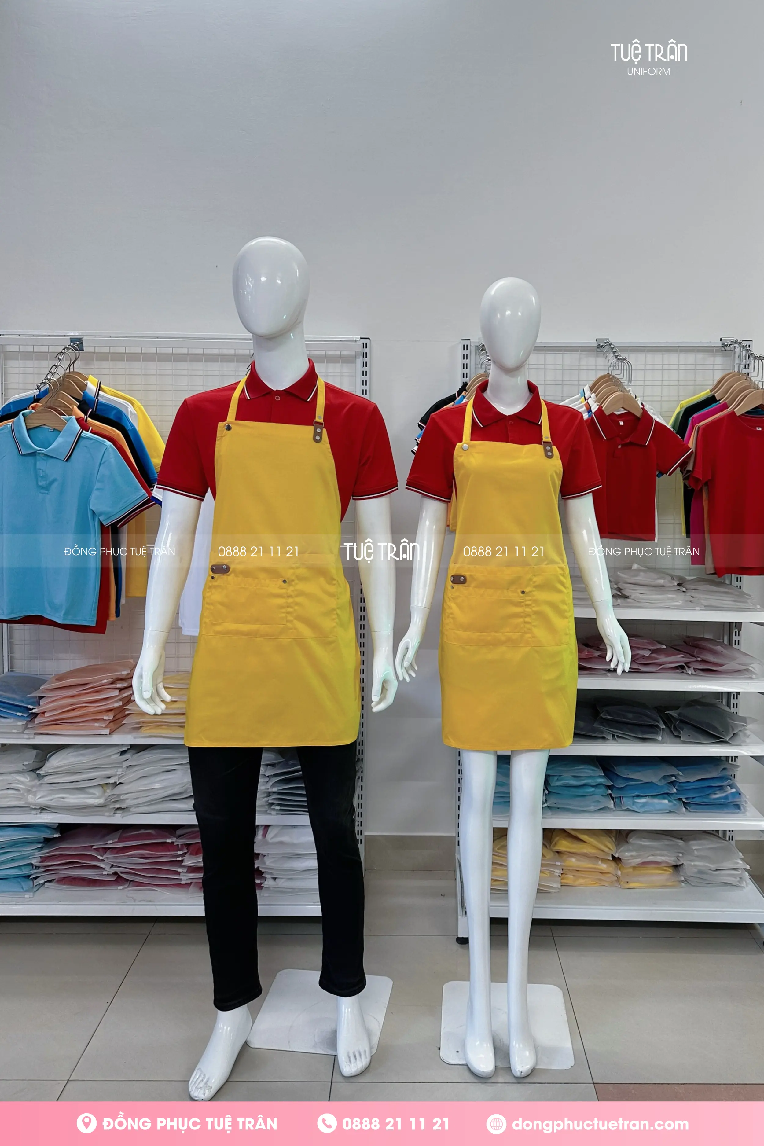 Tạp dề yếm phối da cao cấp
